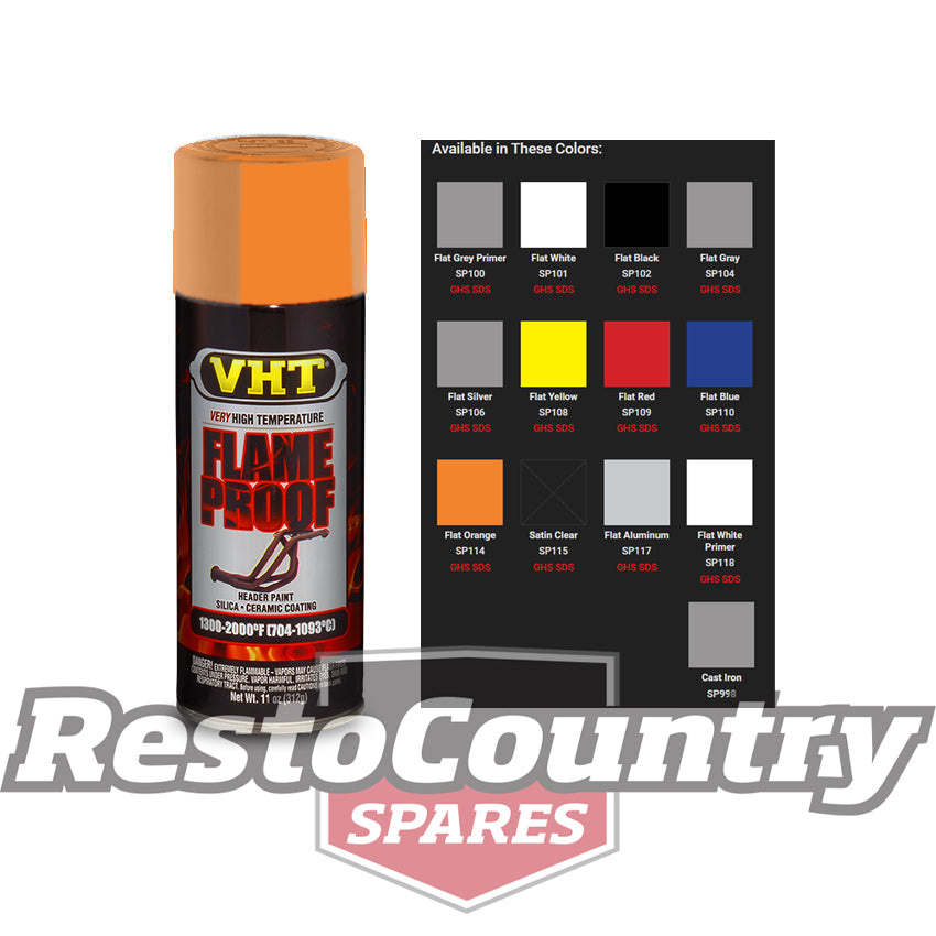 VHT High Temperature Spray Paint FLAMEPROOF FLAT ORANGE. Exhaust Engine flame proof - SP114