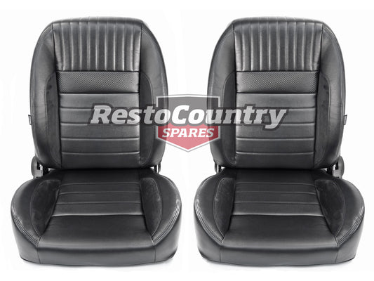 Autotecnica Retro Low Back Leather Seat PAIR- QUICK TILT BLACK May fit Ford/Holden - SS65