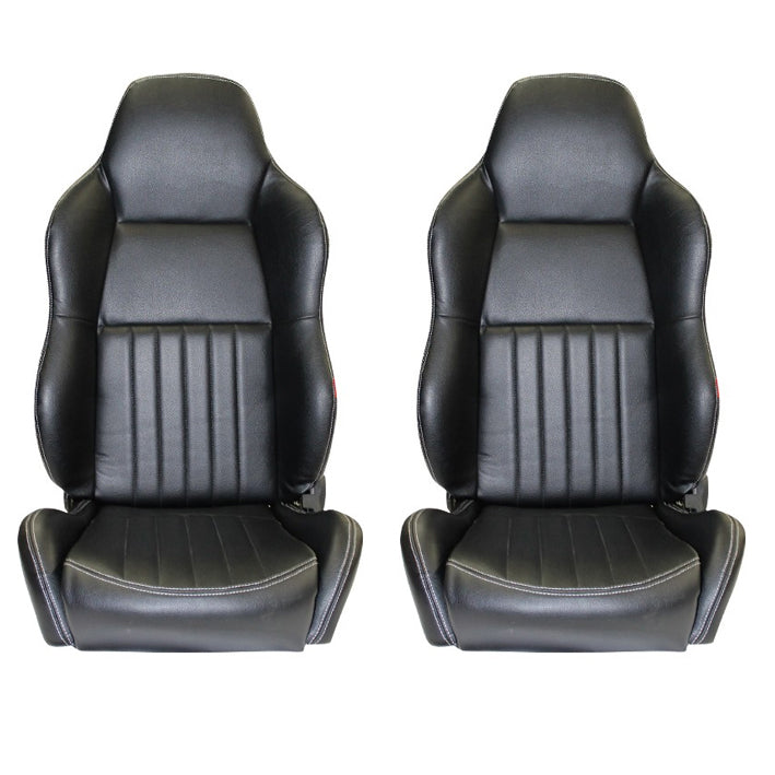 Autotecnica Sport Seat Classic Black PU Leather PAIR May fit Holden/Ford - SSBH03