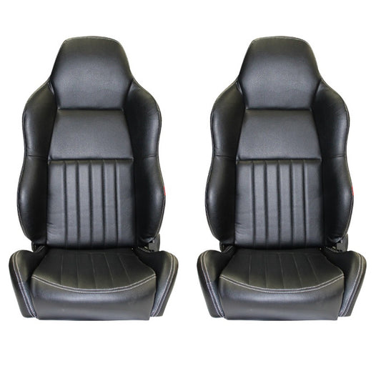 Autotecnica Sport Seat Classic Black PU Leather PAIR May fit Holden/Ford - SSBH03