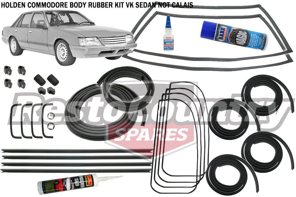 Holden Commodore Body Rubber Kit VK Sedan NOT Calais WITH Chrome Outer Belts - VK1