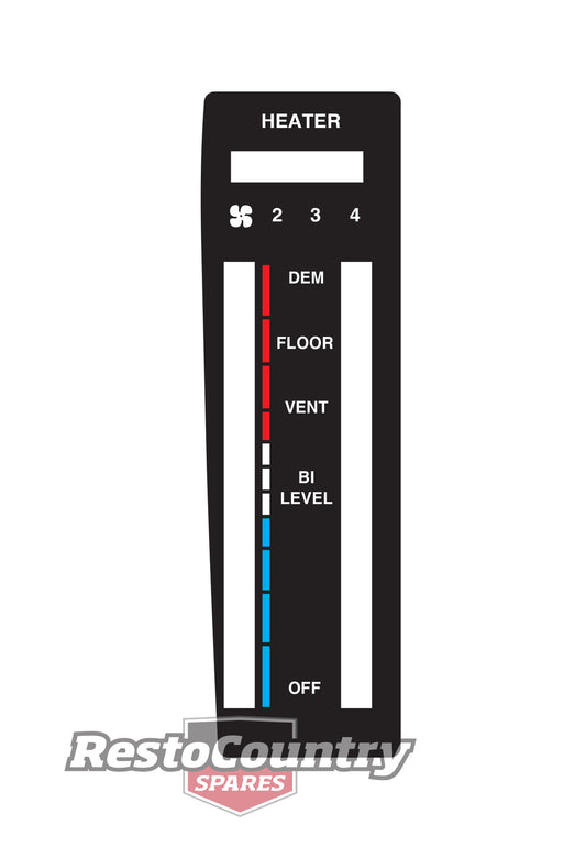 "Holden Commodore "Heater" Control Panel Decal VK heat cool fan dash sticker - VS16364"