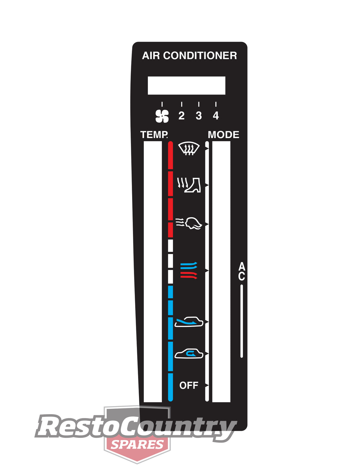"Holden Commodore "Air Conditioner" Control Panel Decal VL heater cool fan dash - VS17118"