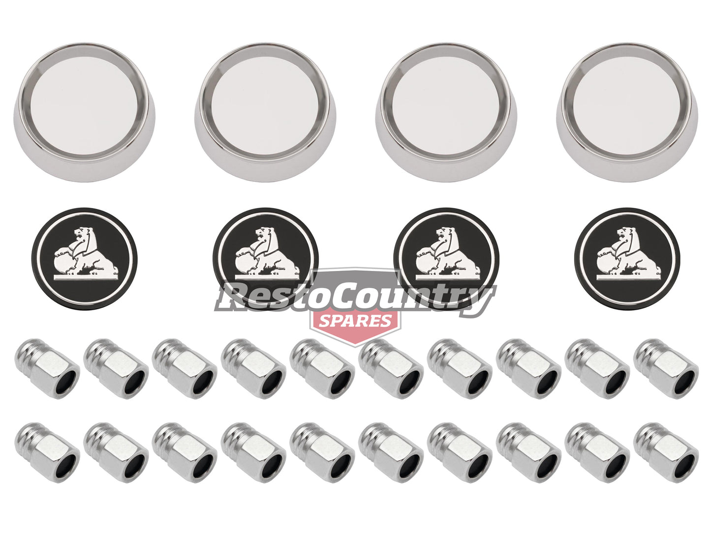 Holden GTS Monaro Wheel Cap Centre and Nuts Set HQ (no Tail). 4 wheels - WC1006A