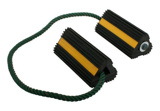 Rubber Wheel Chock Moulded Tethered 205L x105W x90H TUFF Car Boat Truck Trailer - WC24483