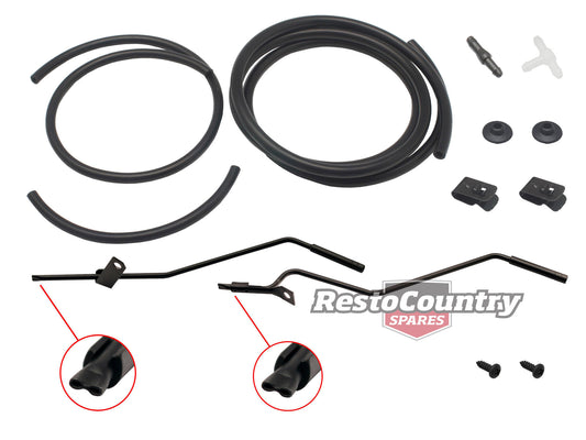 Holden Windscreen Washer Nozzle Kit BLACK HQ HJ HX HZ Jets + Hose + Connectors - WN1107