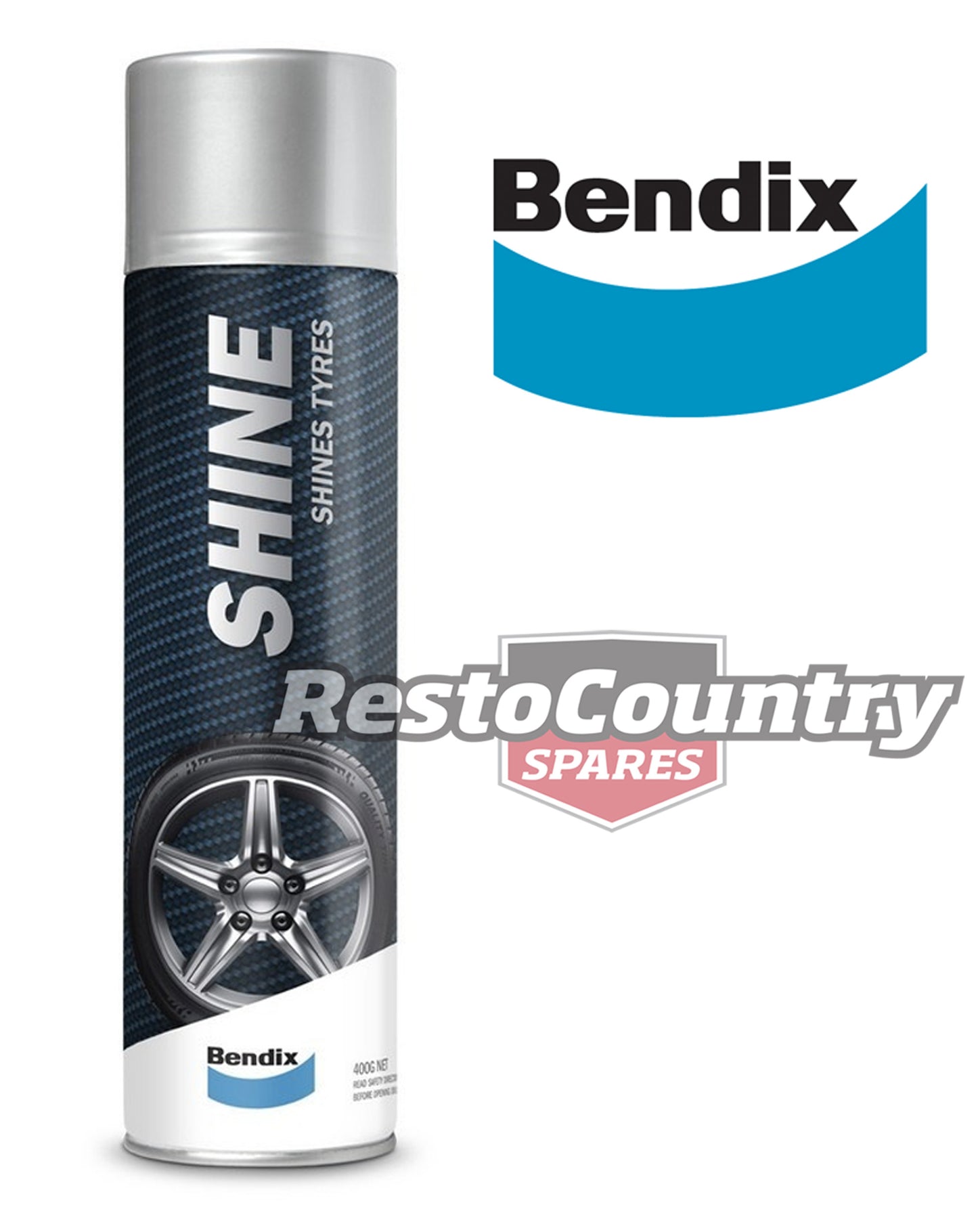 Bendix Tyre Shine 400gm Spray Can wheel tire mudflap bumper trim